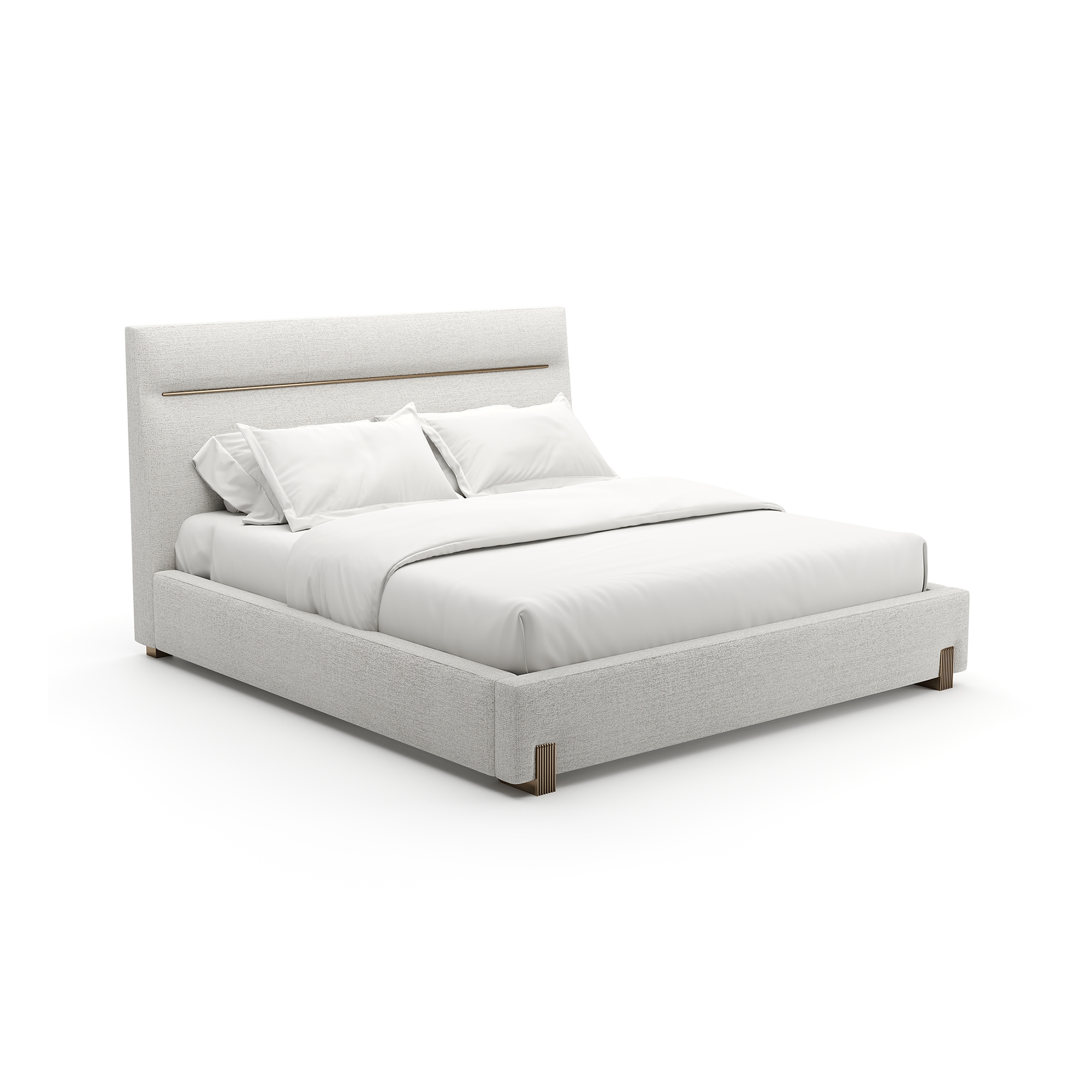 Tufted Upholstered King Bed w/Metal Feet