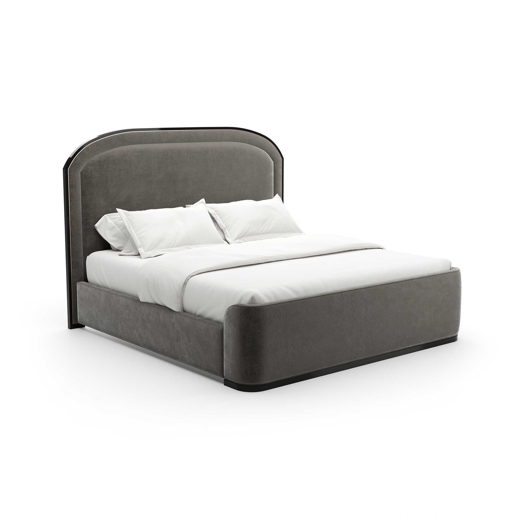 Curved Upholstered Panel King Bed
