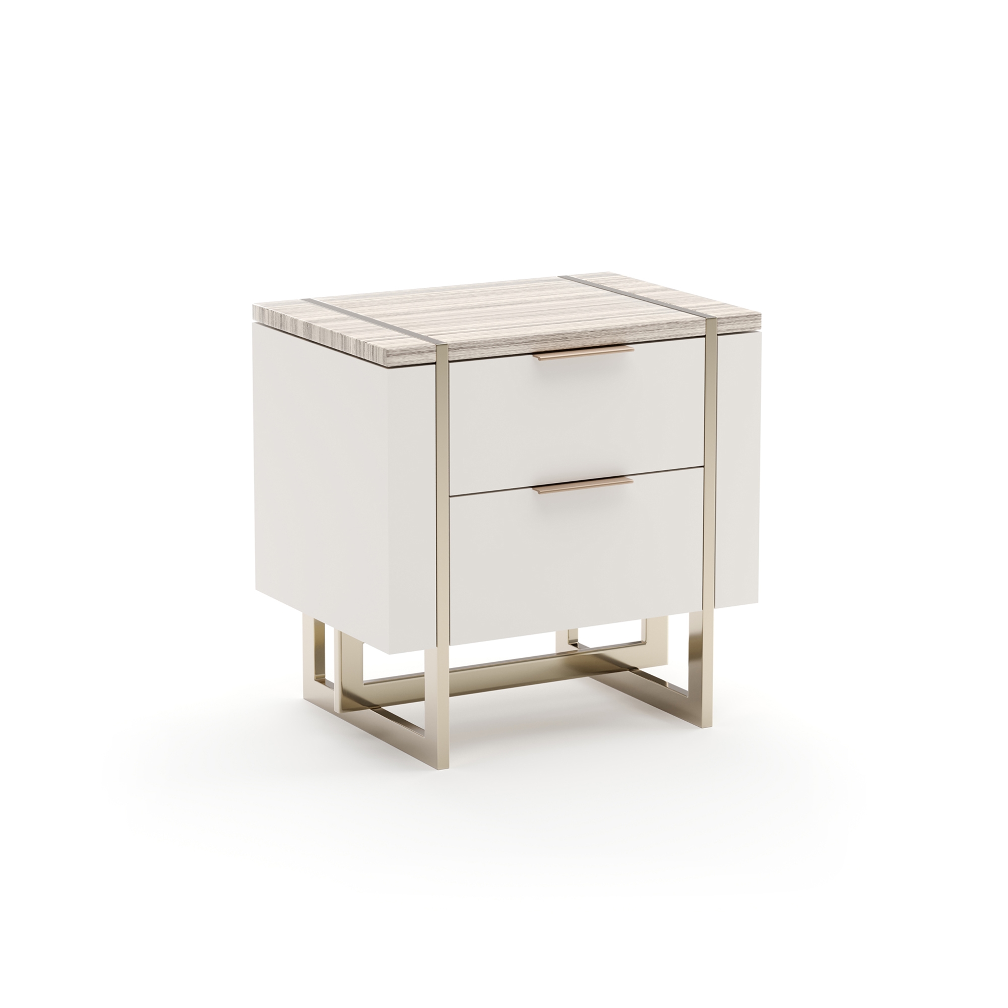 Marble-Top Two-Drawer Nightstand