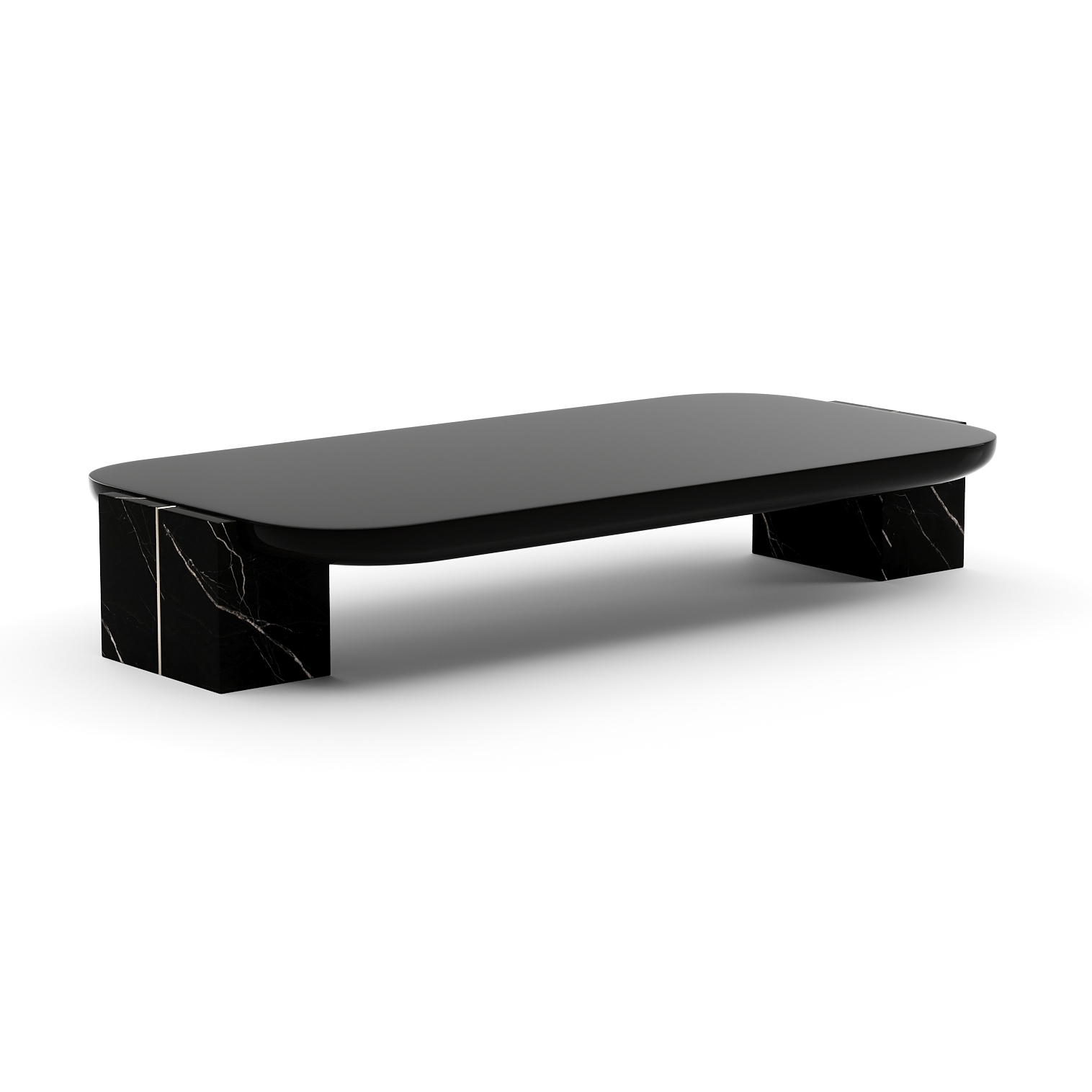 Modern 70" x 34" Stone-Block Cocktail Table