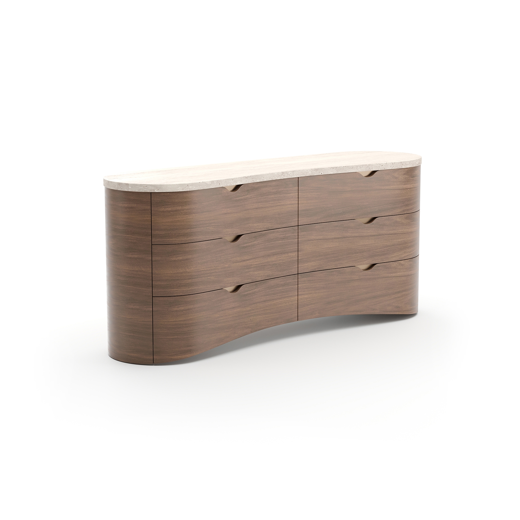 Modern Stone-Top Six-Drawer Dresser