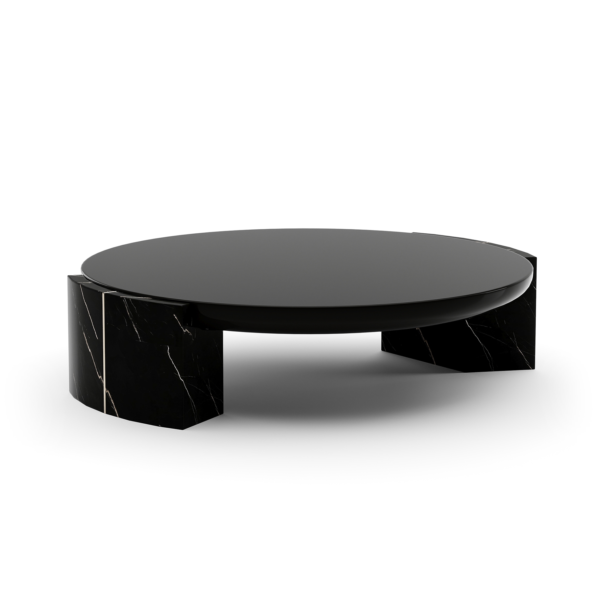 Elegant 48" Round Stone-Block Cocktail Table