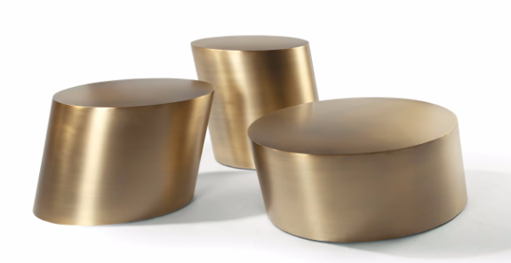 Pisa Drum Tables in Brushed Bronze