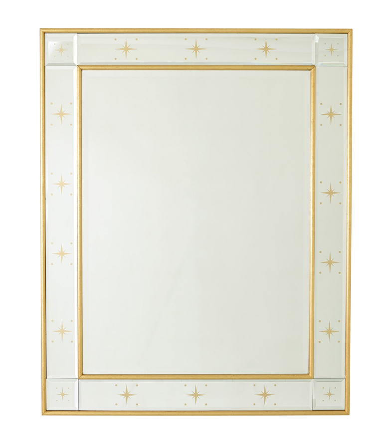 Rectangular Beveled Mirror with Gold Stars