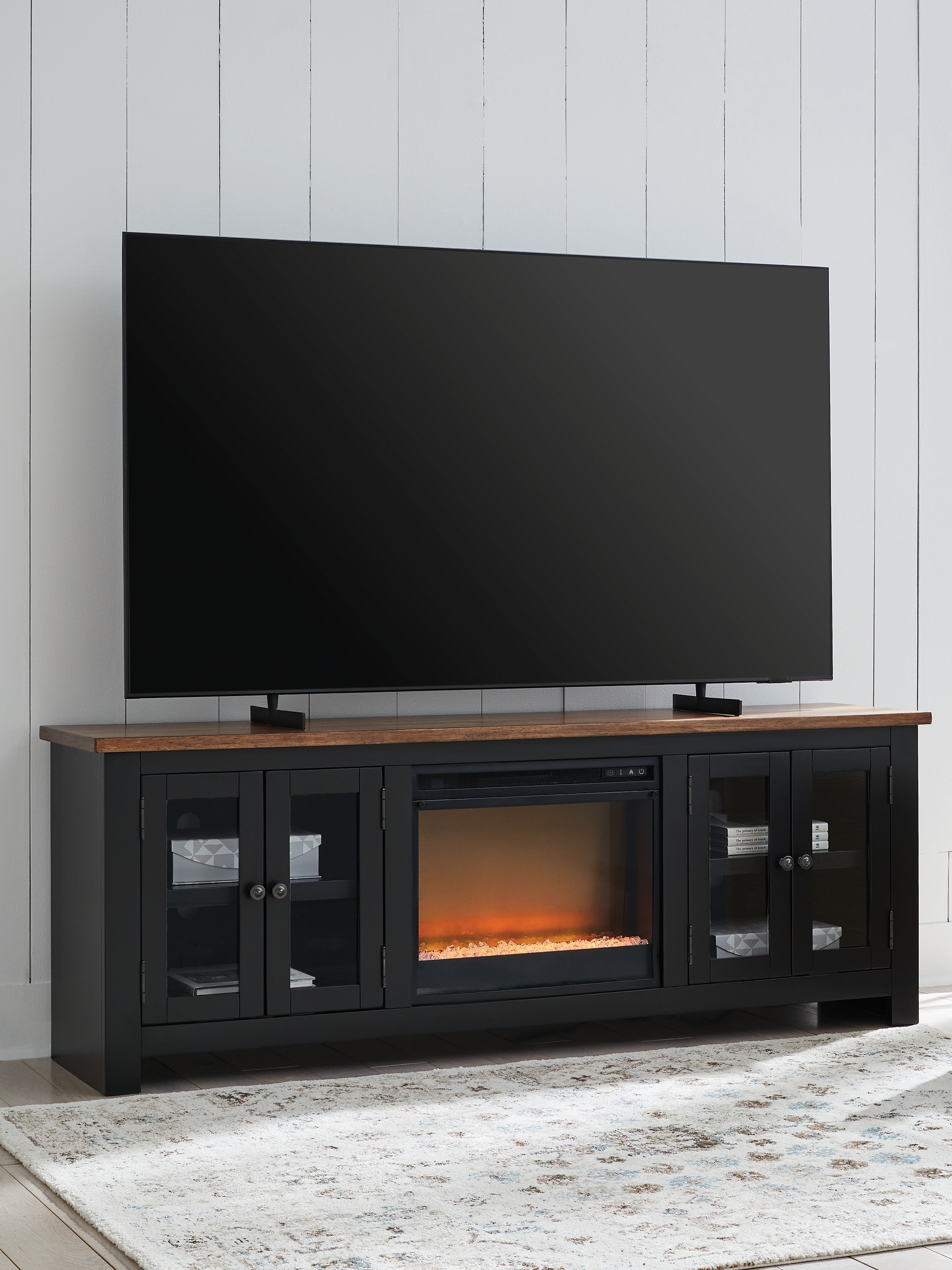 76" TV Stand With Electric Fireplace