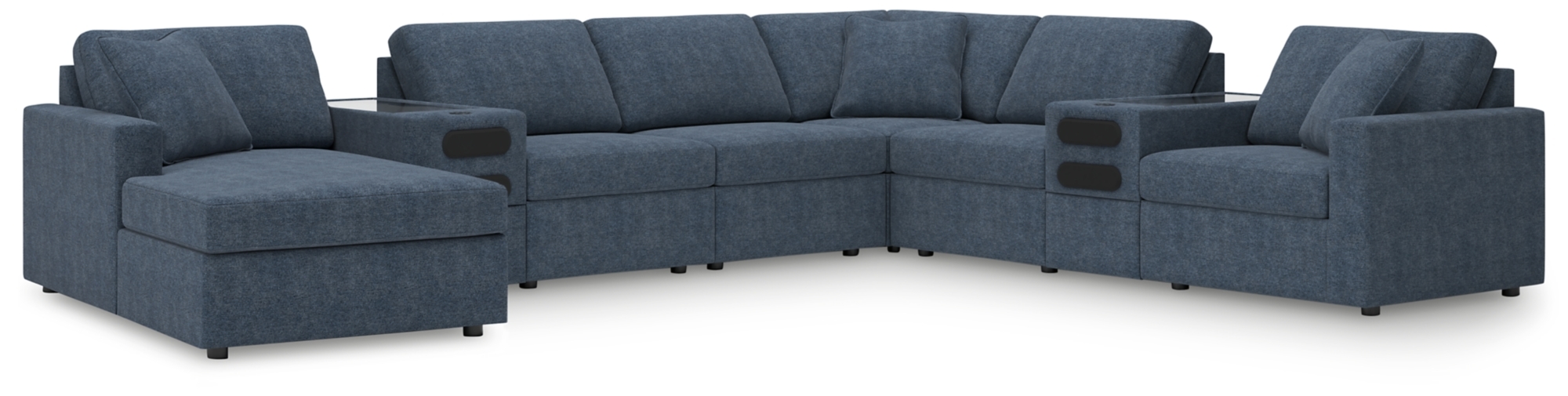 8Pc Sectional With Chaise And Audio Consoles