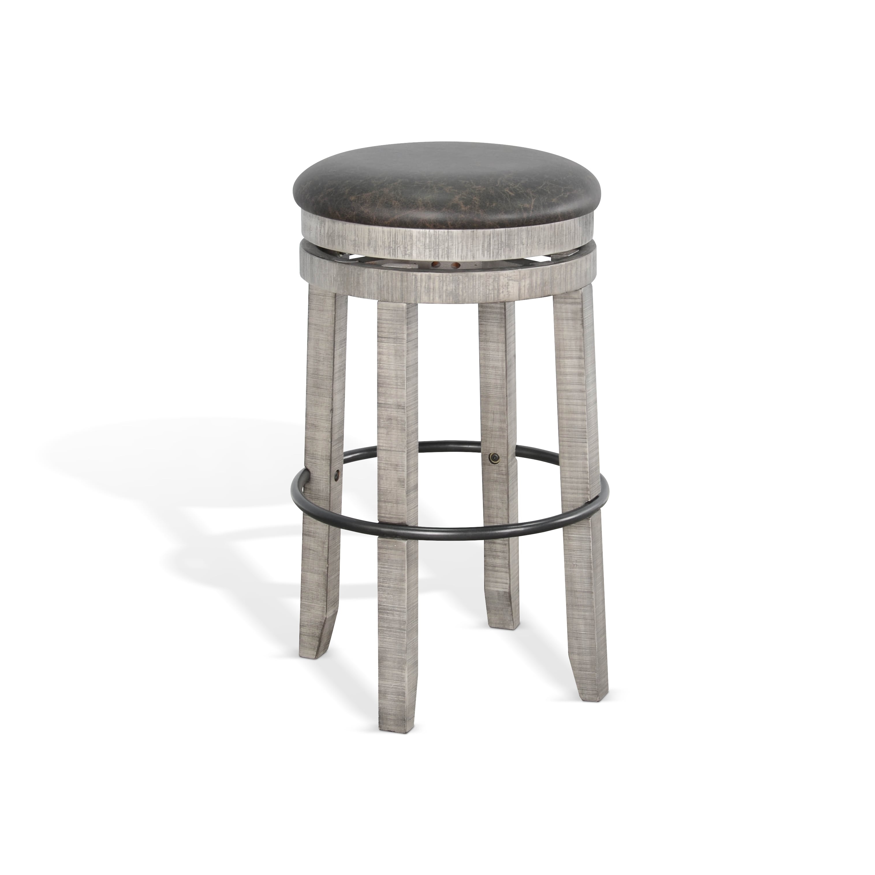 Alpine Grey Backless Swivel Barstool