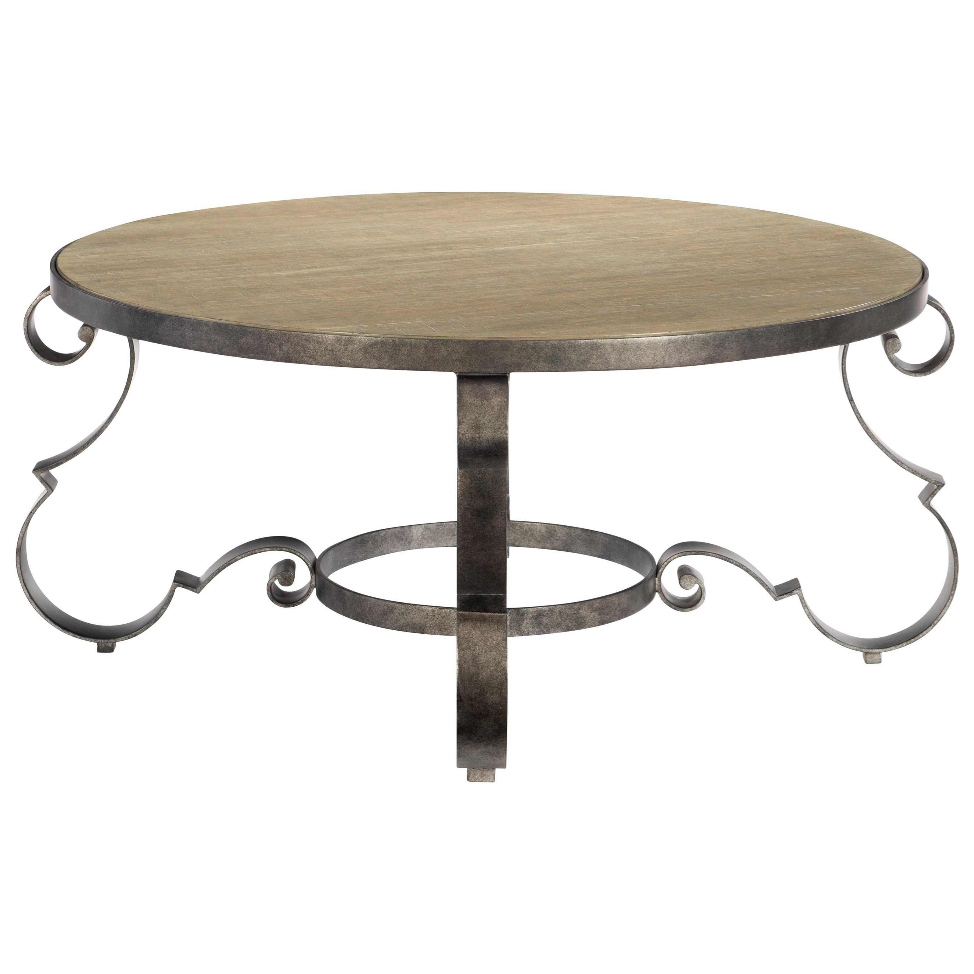 Bernhardt Villa Toscana Traditional Round Cocktail Table with Scrolled