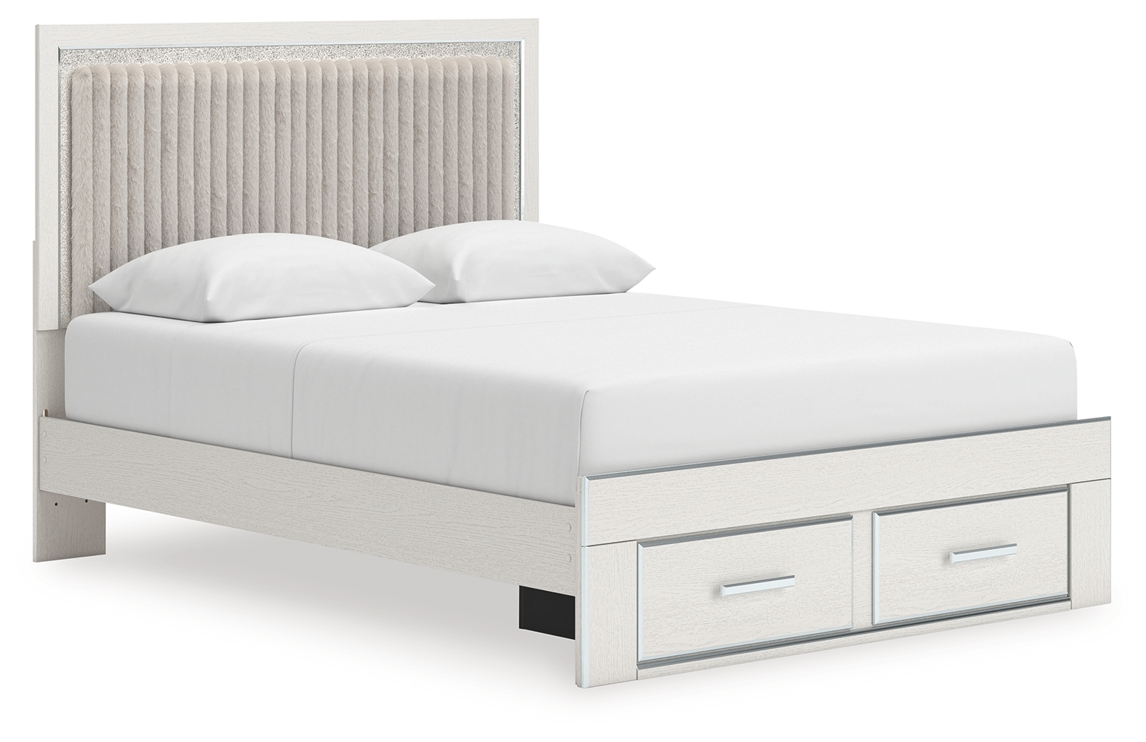 Queen Upholstered Panel Platform Storage Bed