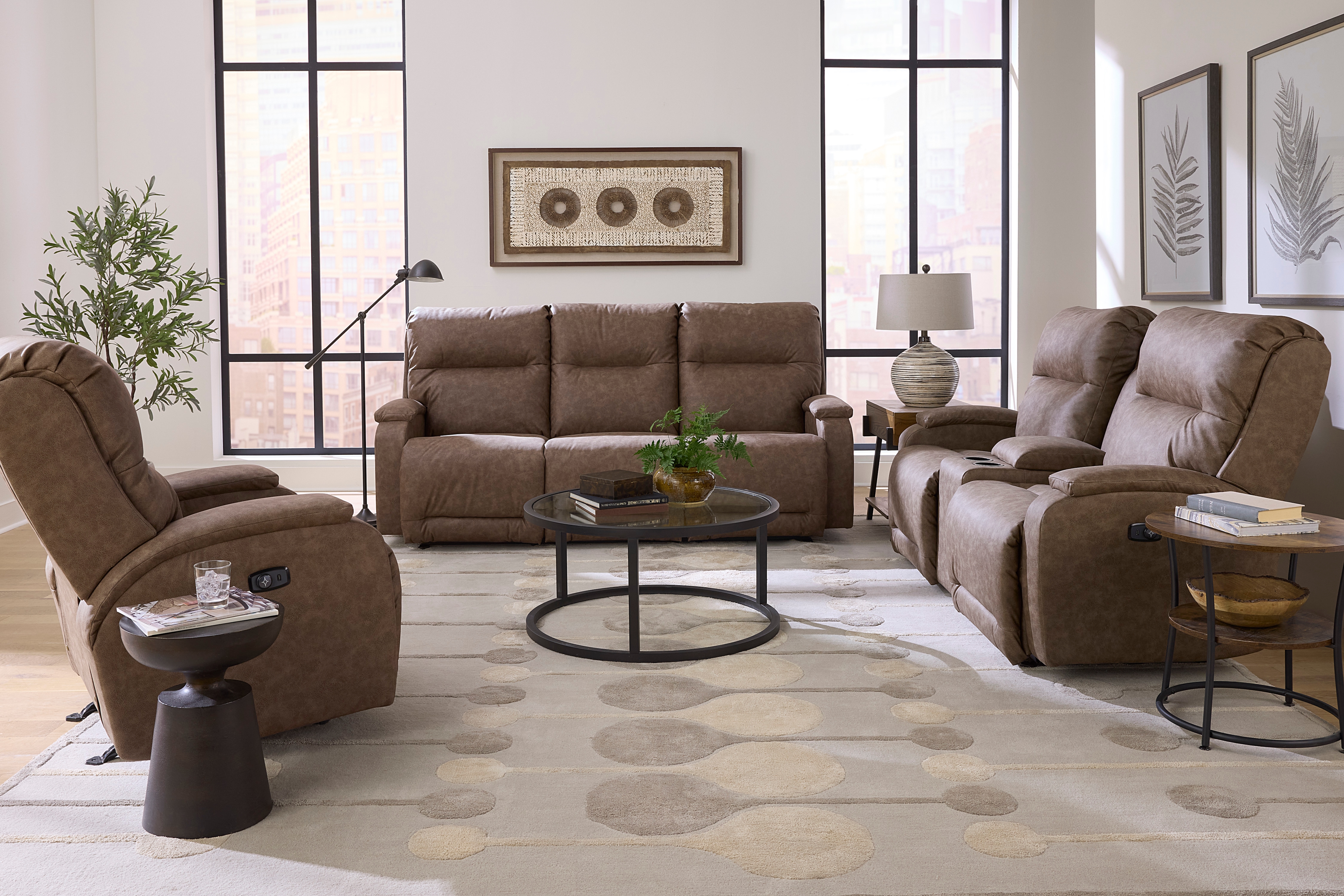 Power Reclining Leather Living Room Set