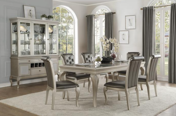 7-Piece Dining Set with Upholstered Chairs