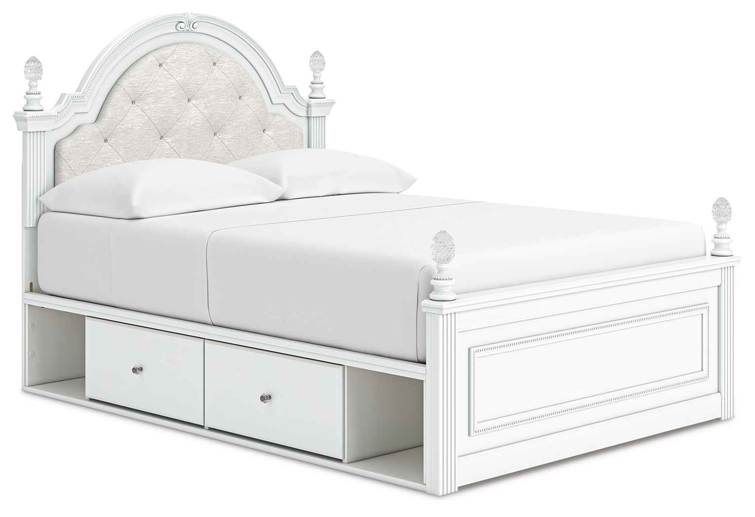 Full Upholstered Panel Storage Bed