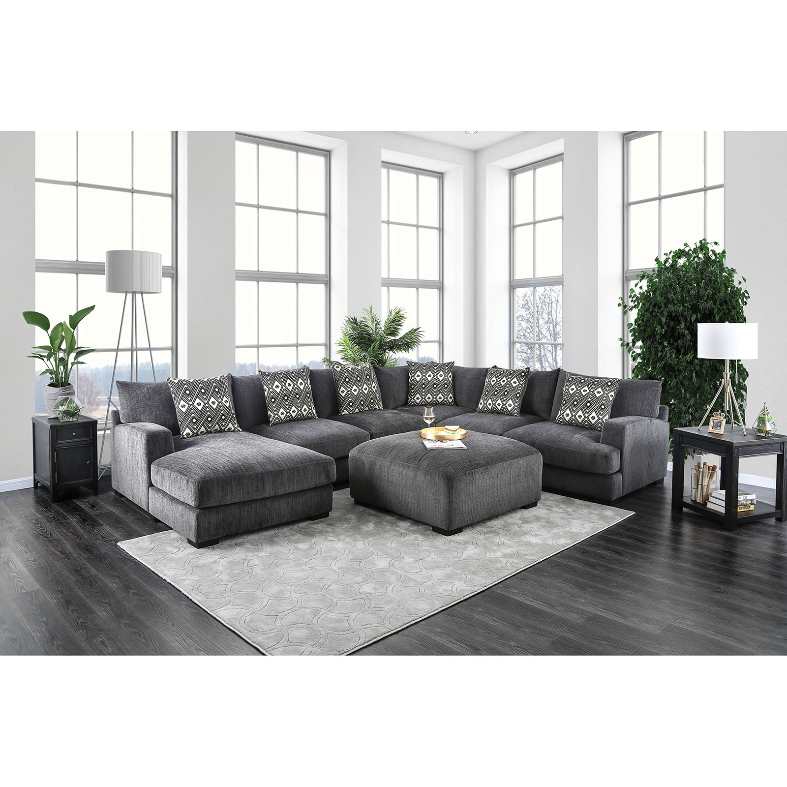 Furniture of America Kaylee Contemporary UShaped Sectional with