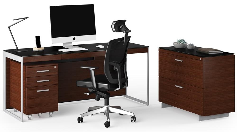 3-pc. Office Desk Set w/Locking Cabinets
