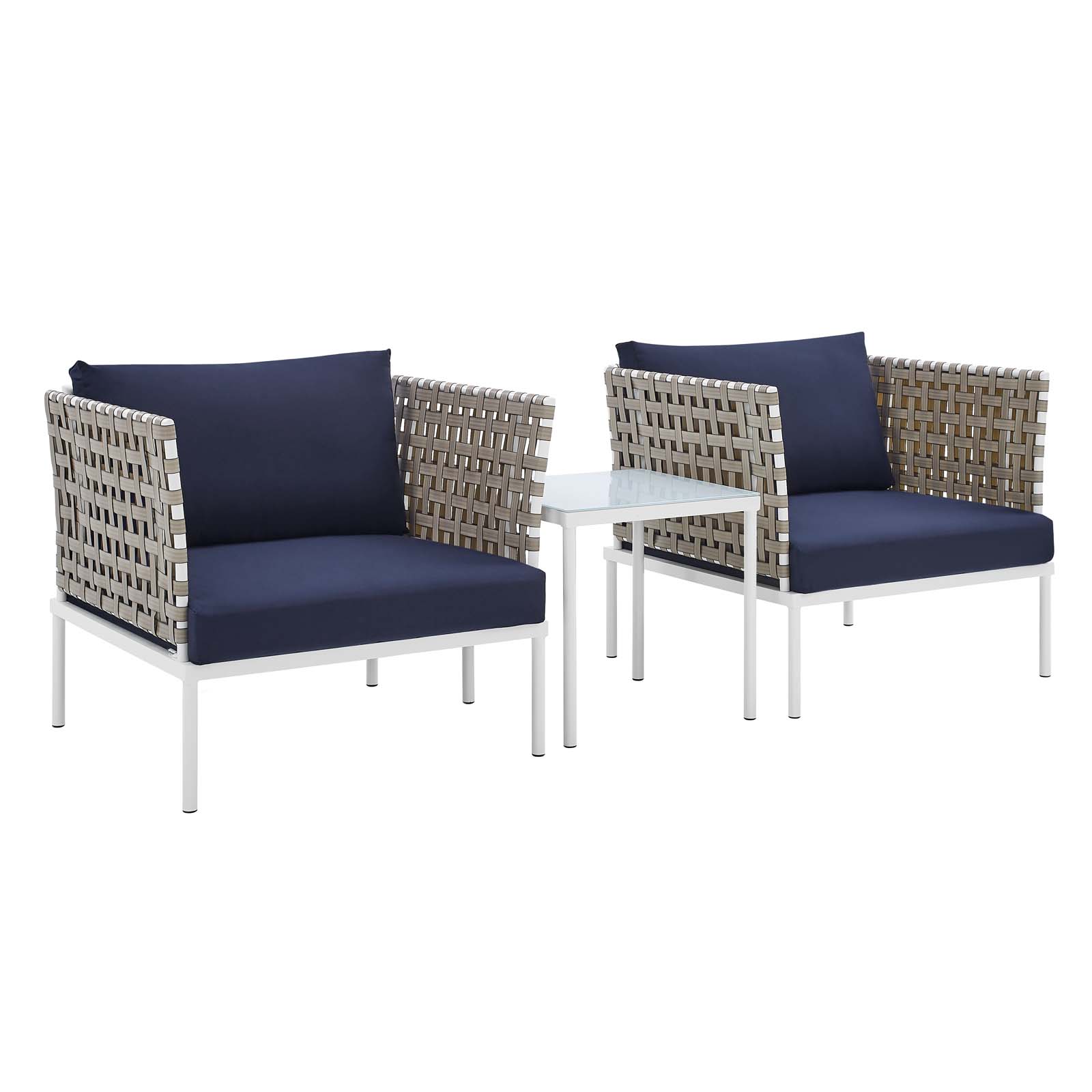 Modway Harmony 3Piece Sunbrella® Basket Weave Outdoor Patio Aluminum