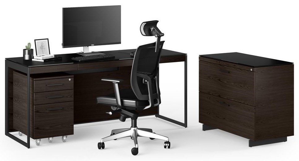 3-pc. Office Desk Set w/Locking Cabinets