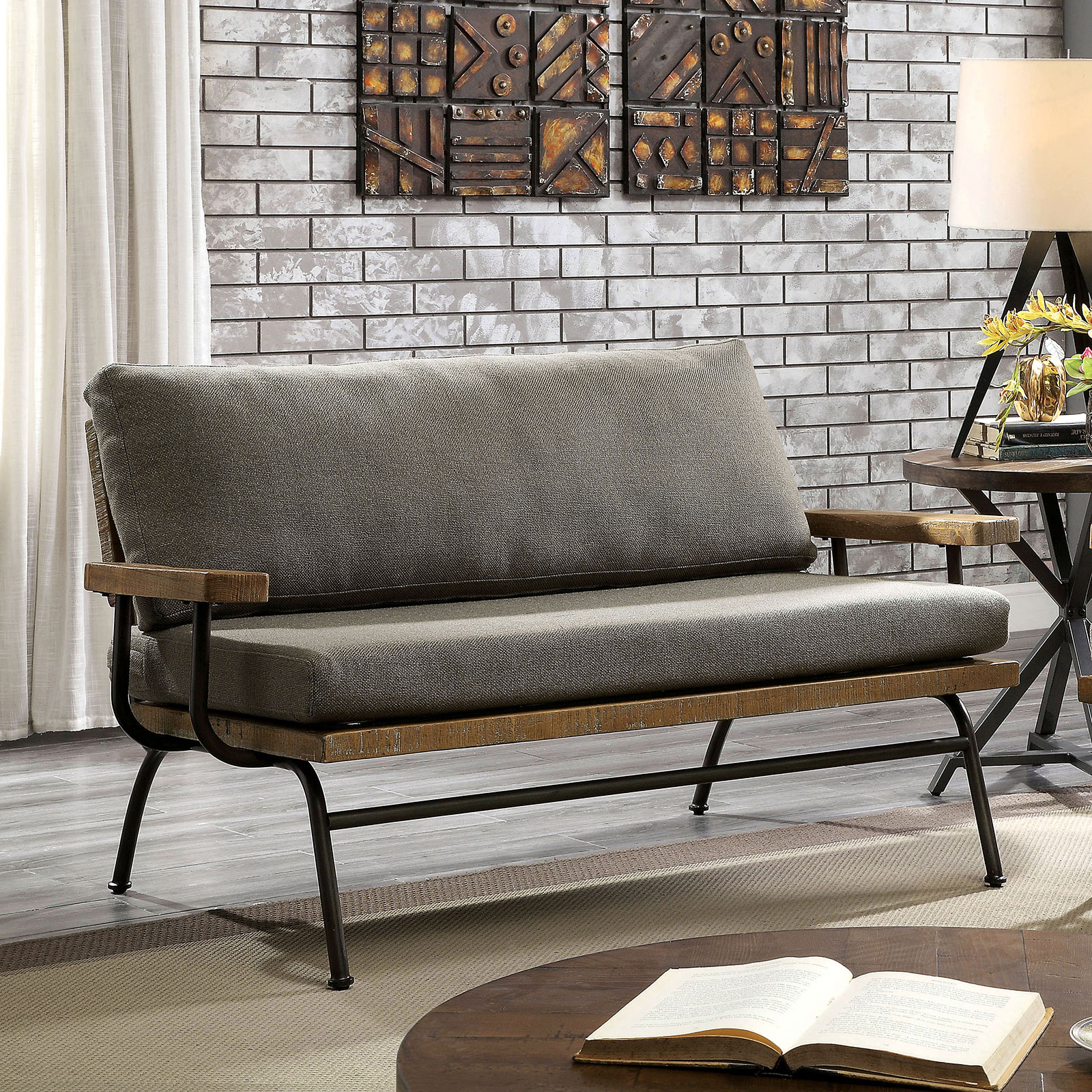 Notus Industrial Style Loveseat with Metal Frame Household Furniture