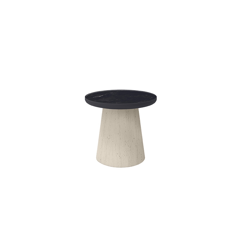 20" Rd. Faux-Stone Pedestal End Table