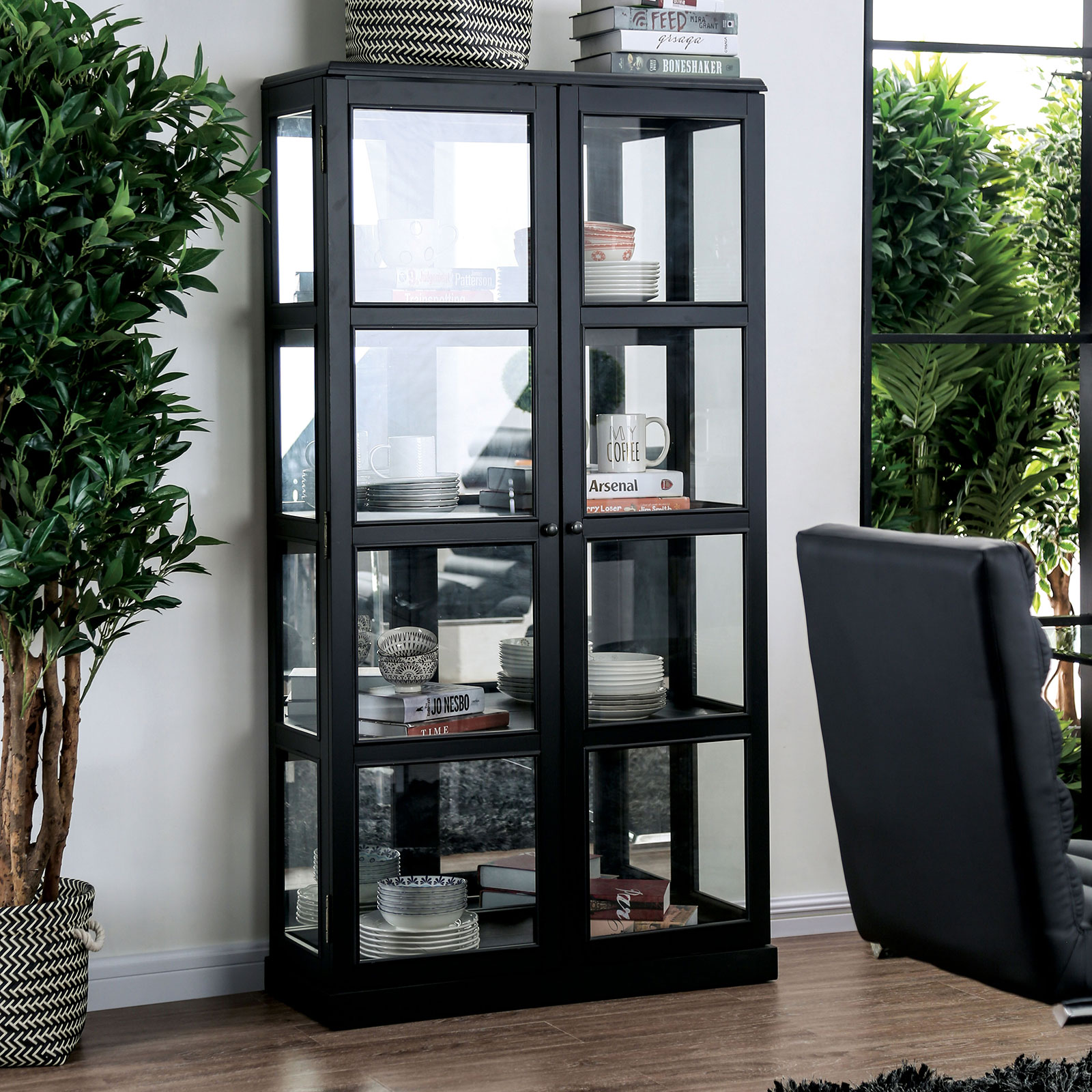 Furniture of America Vilas Curio with Glass Doors Value City