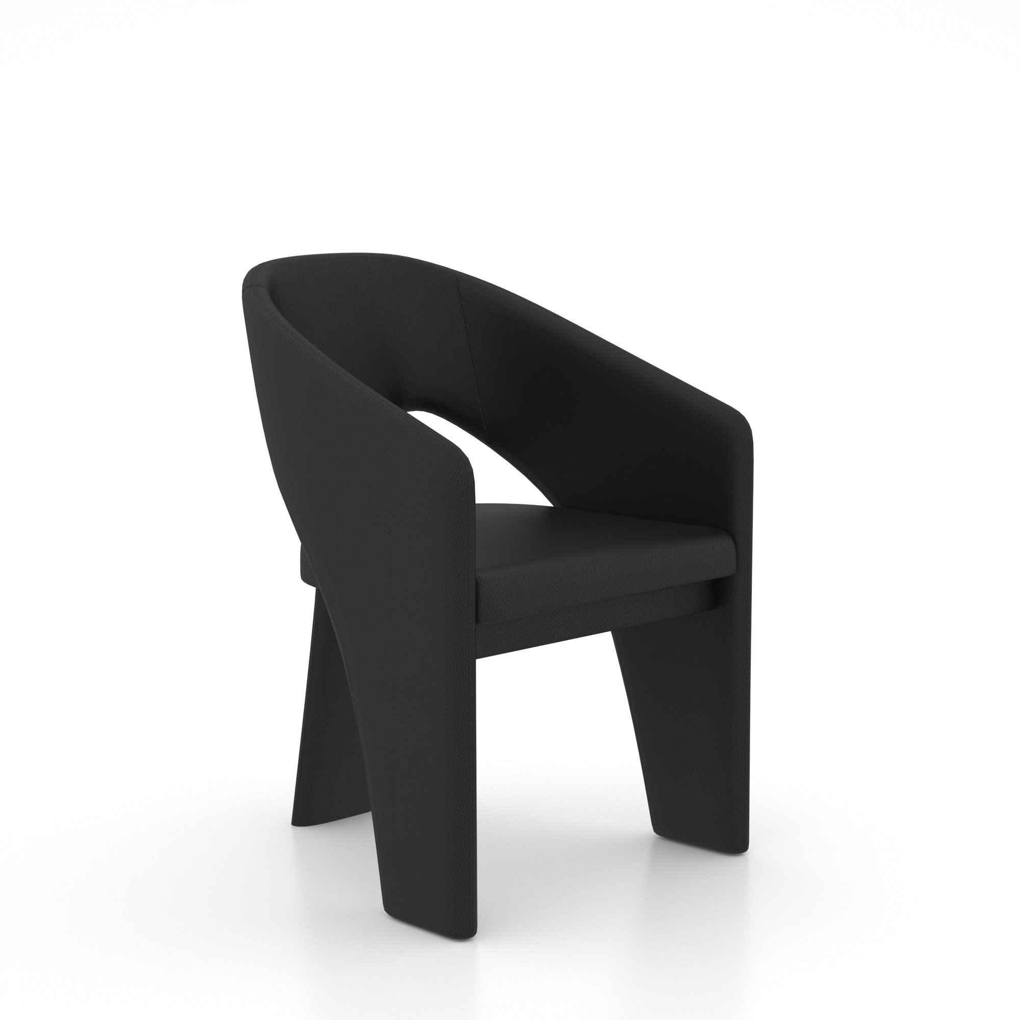 Leather Three-Leg Dining Chair