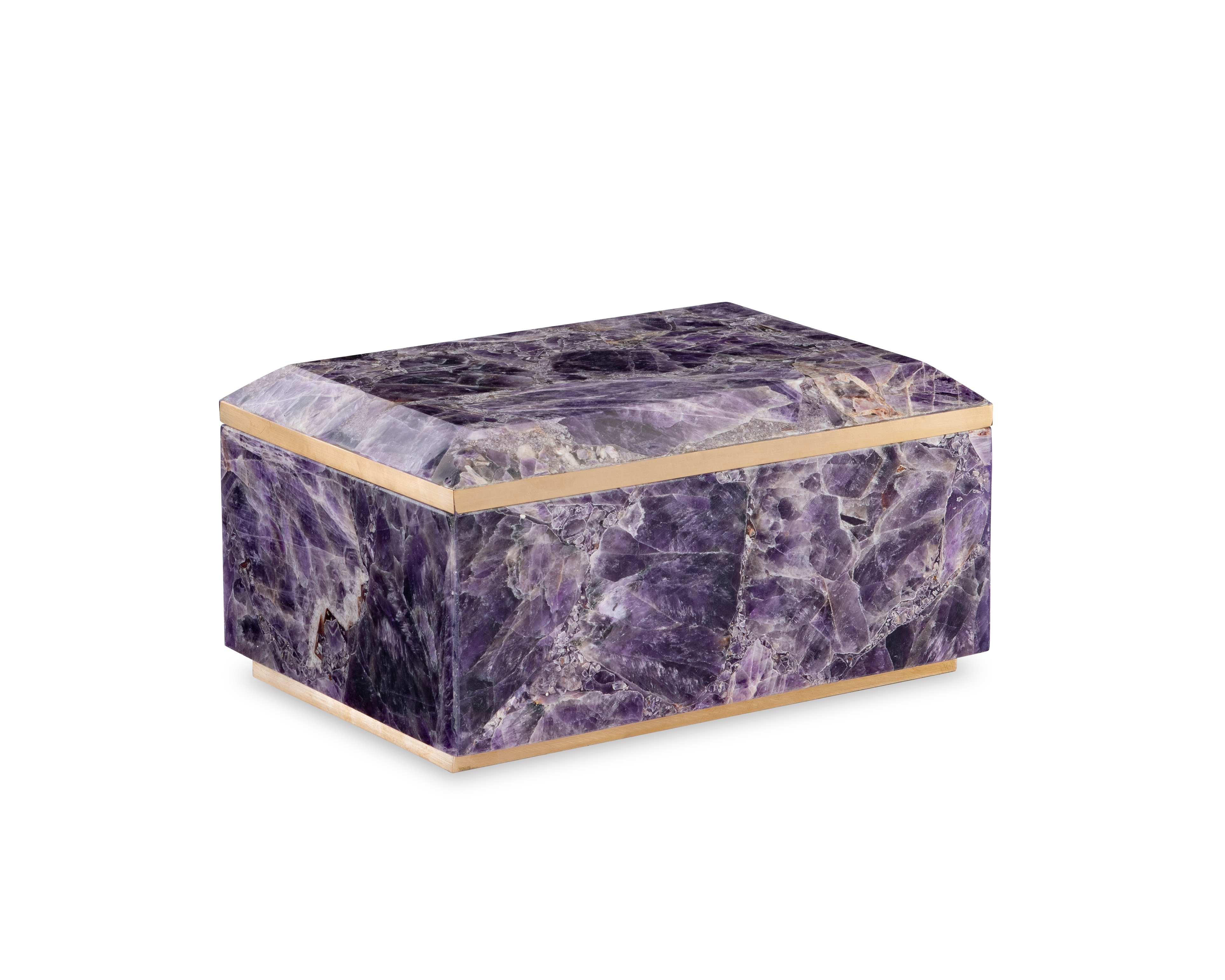 Large Amethyst Box With Brass