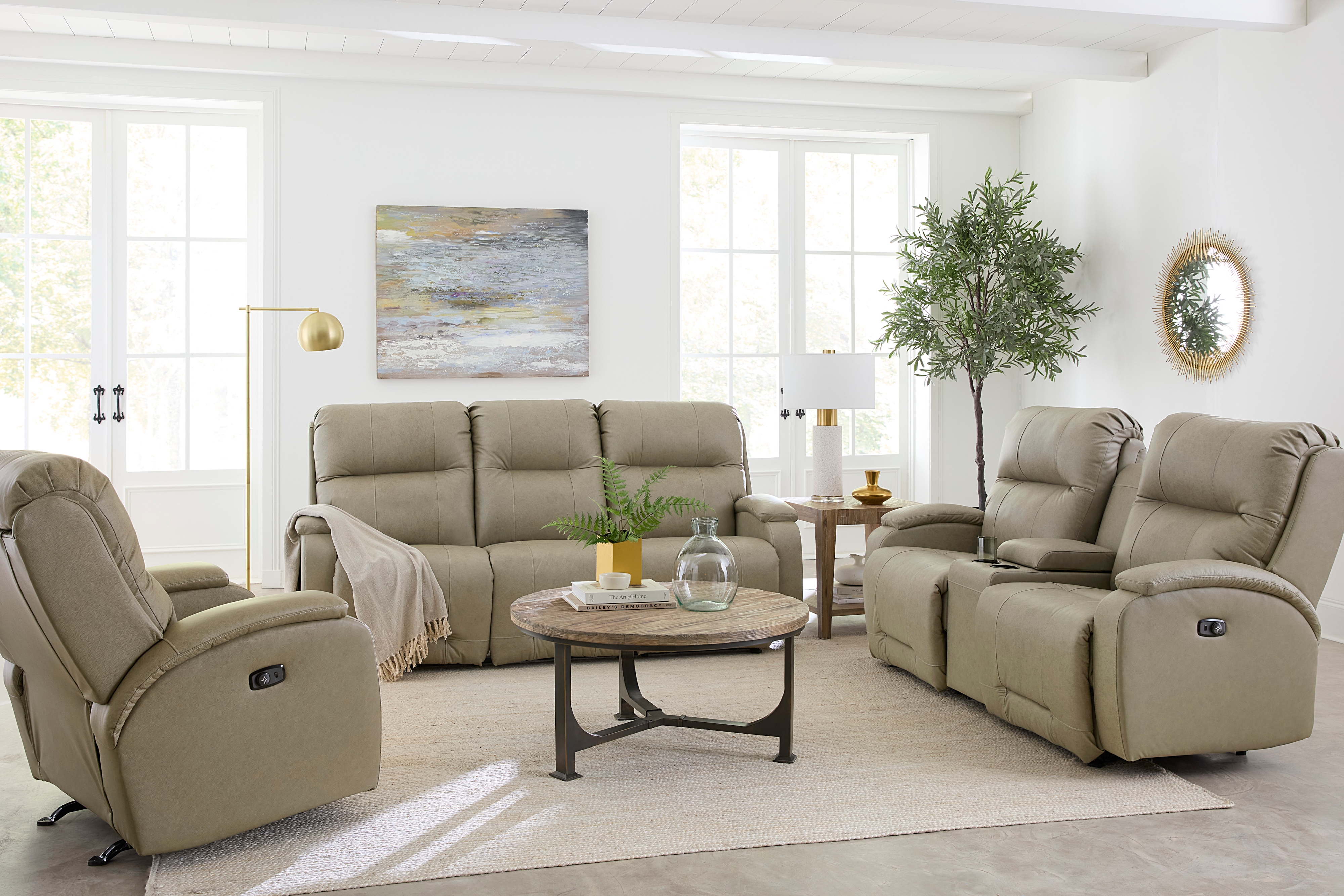 Power Reclining Leather Living Room Set