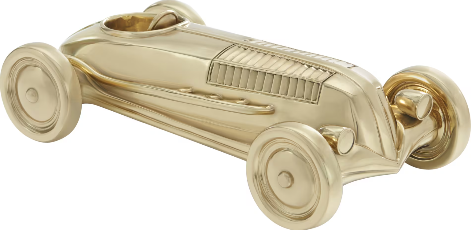 Brass Racecar Sculpture