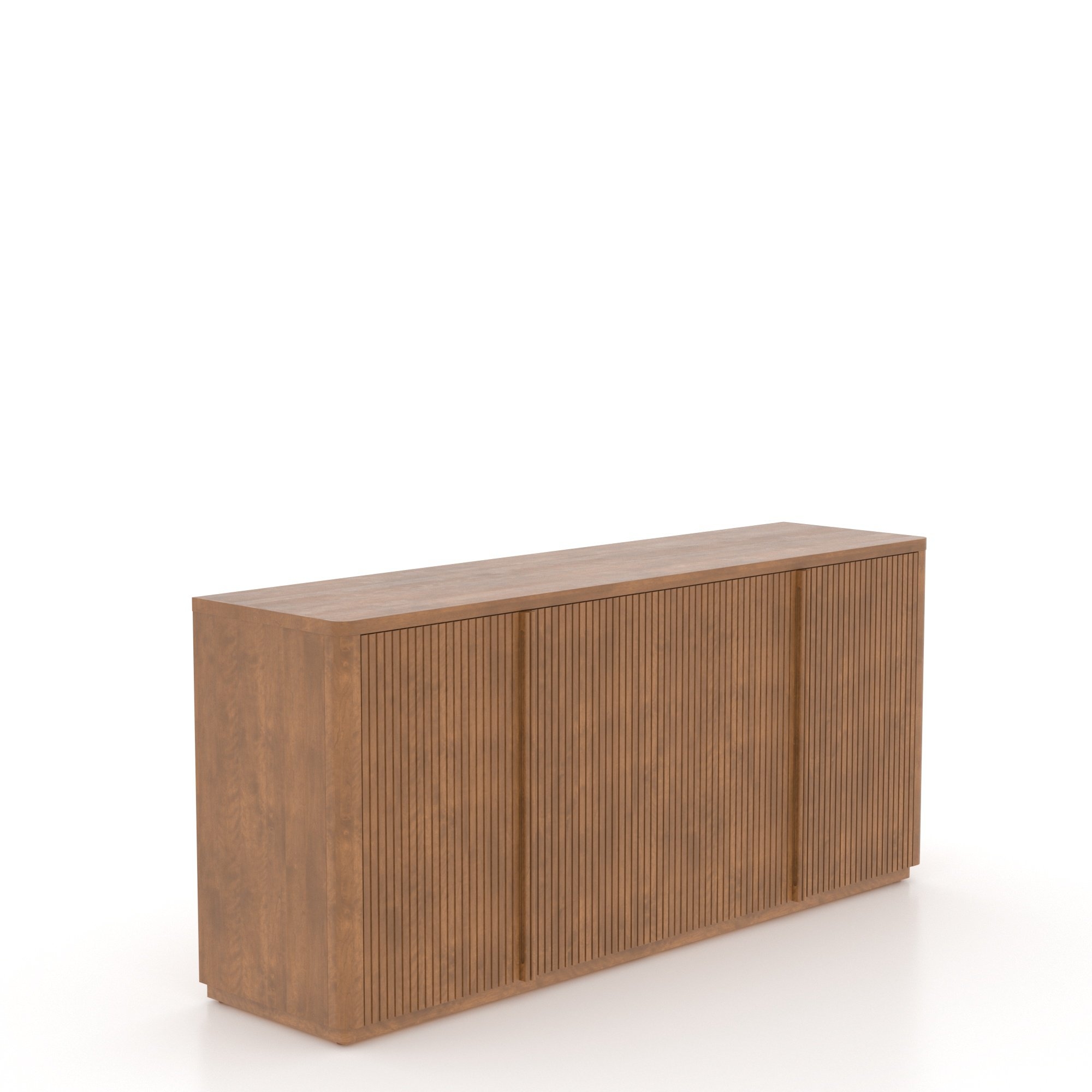 Four-Door Grooved Wood Buffet w/Fluted Doors