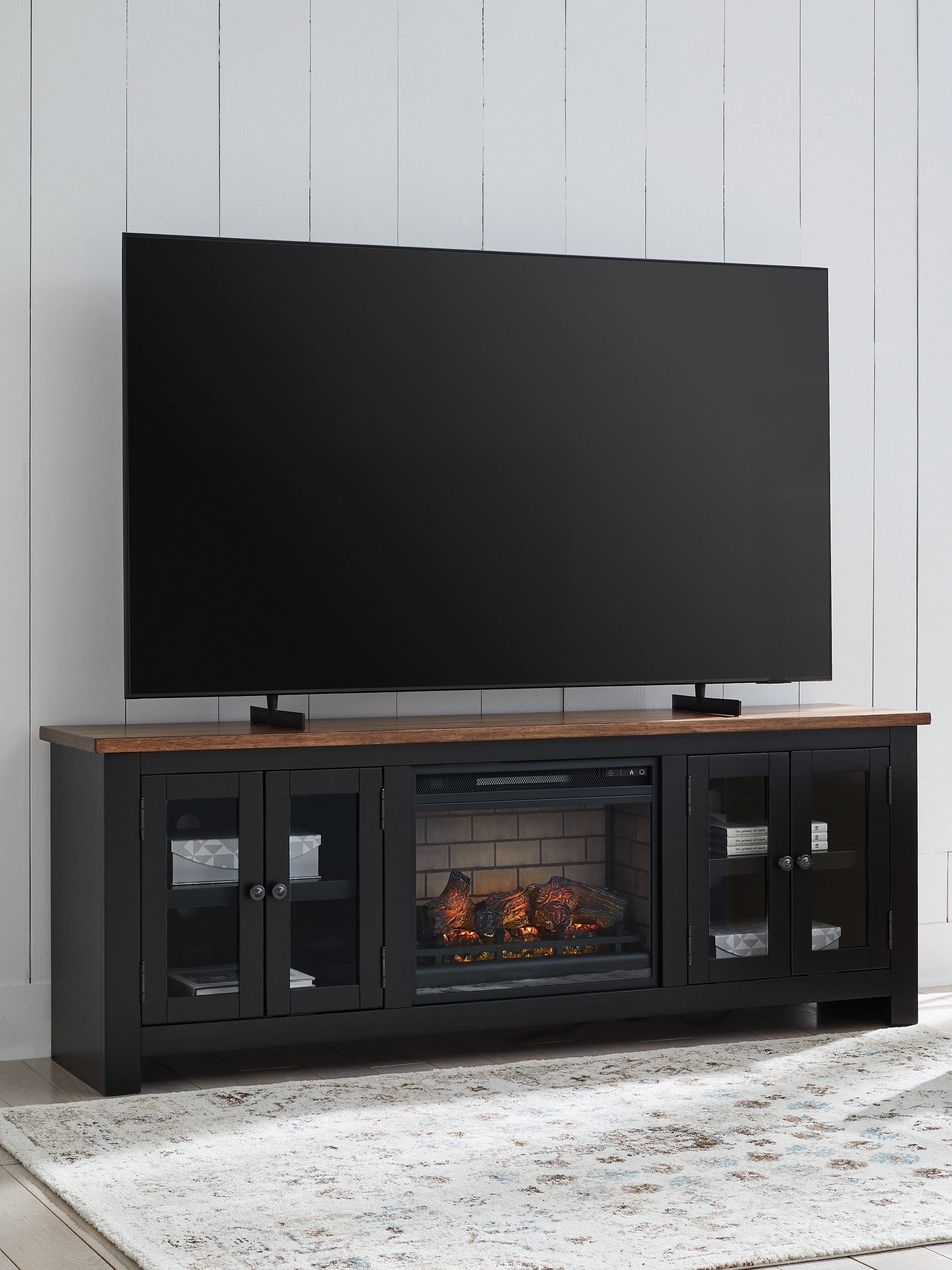 76" TV Stand With Electric Fireplace