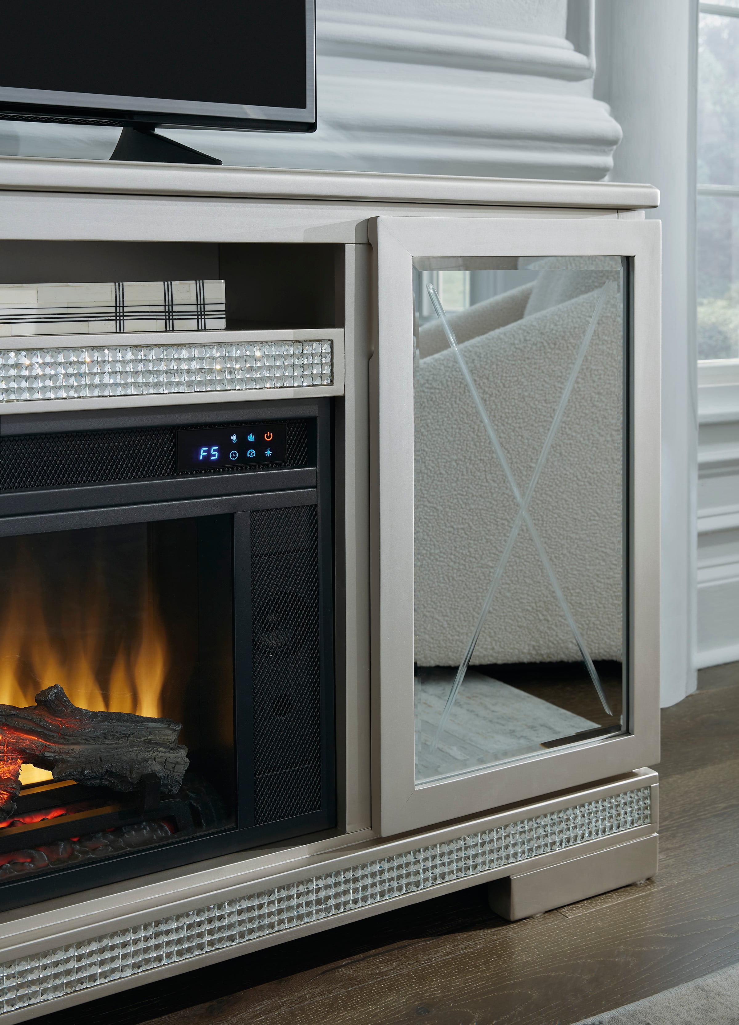 Signature Design by Ashley Flamory Glam 72" TV Stand with Electric