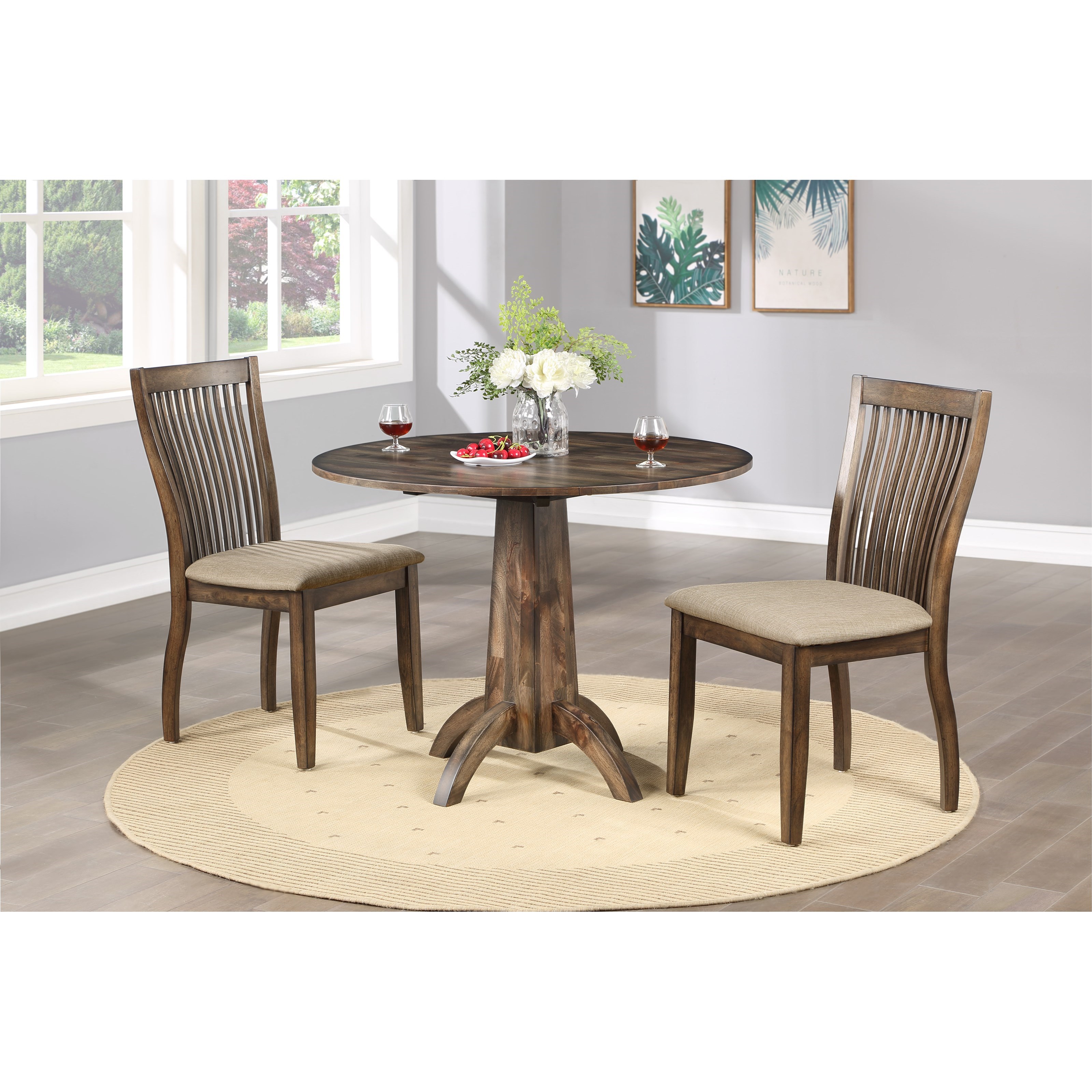 Winners Only Zoey Rustic 40" Round Table w/ 2 Drop Leaves | Reeds ...
