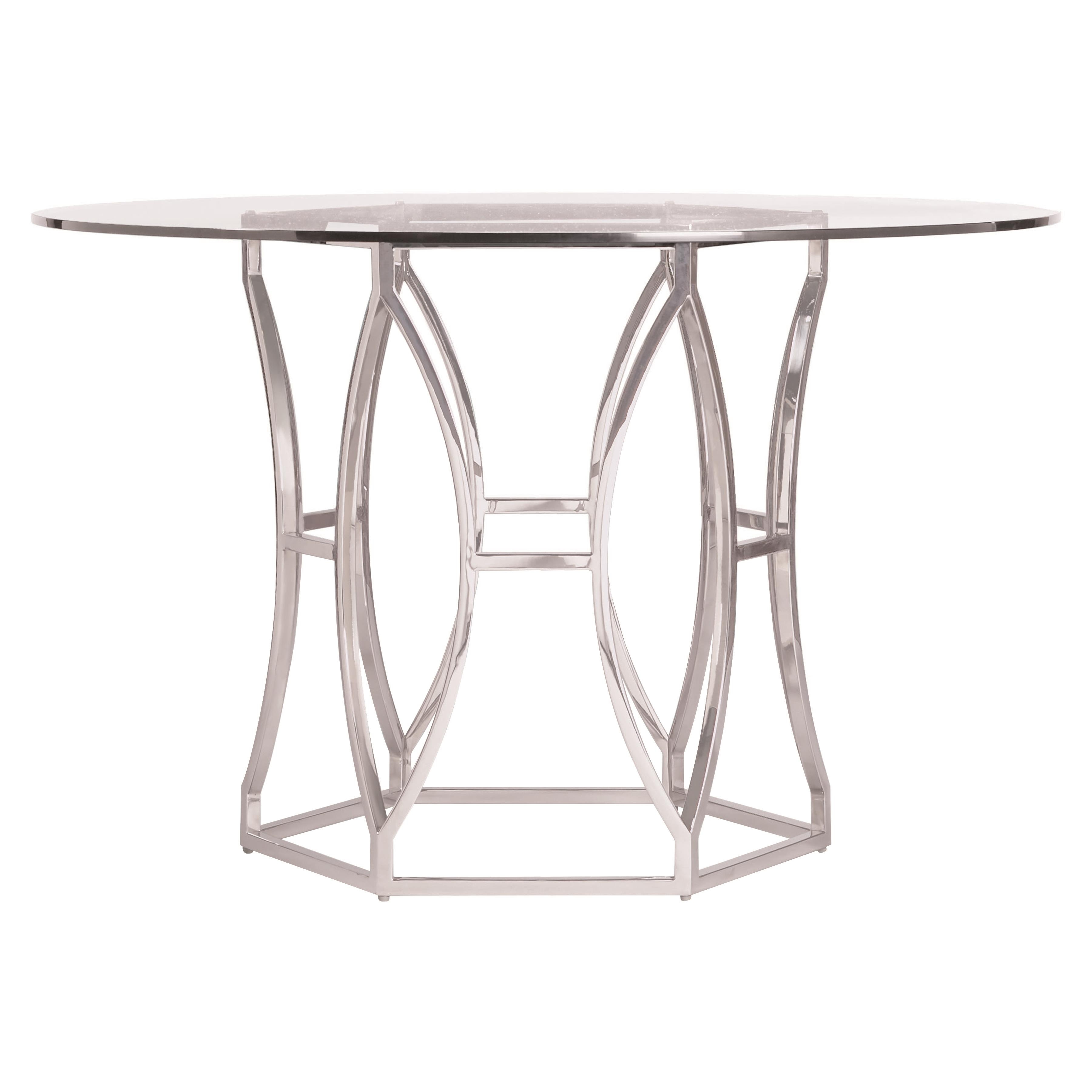 Argent 48" Rd. Glass-Top Dining Table