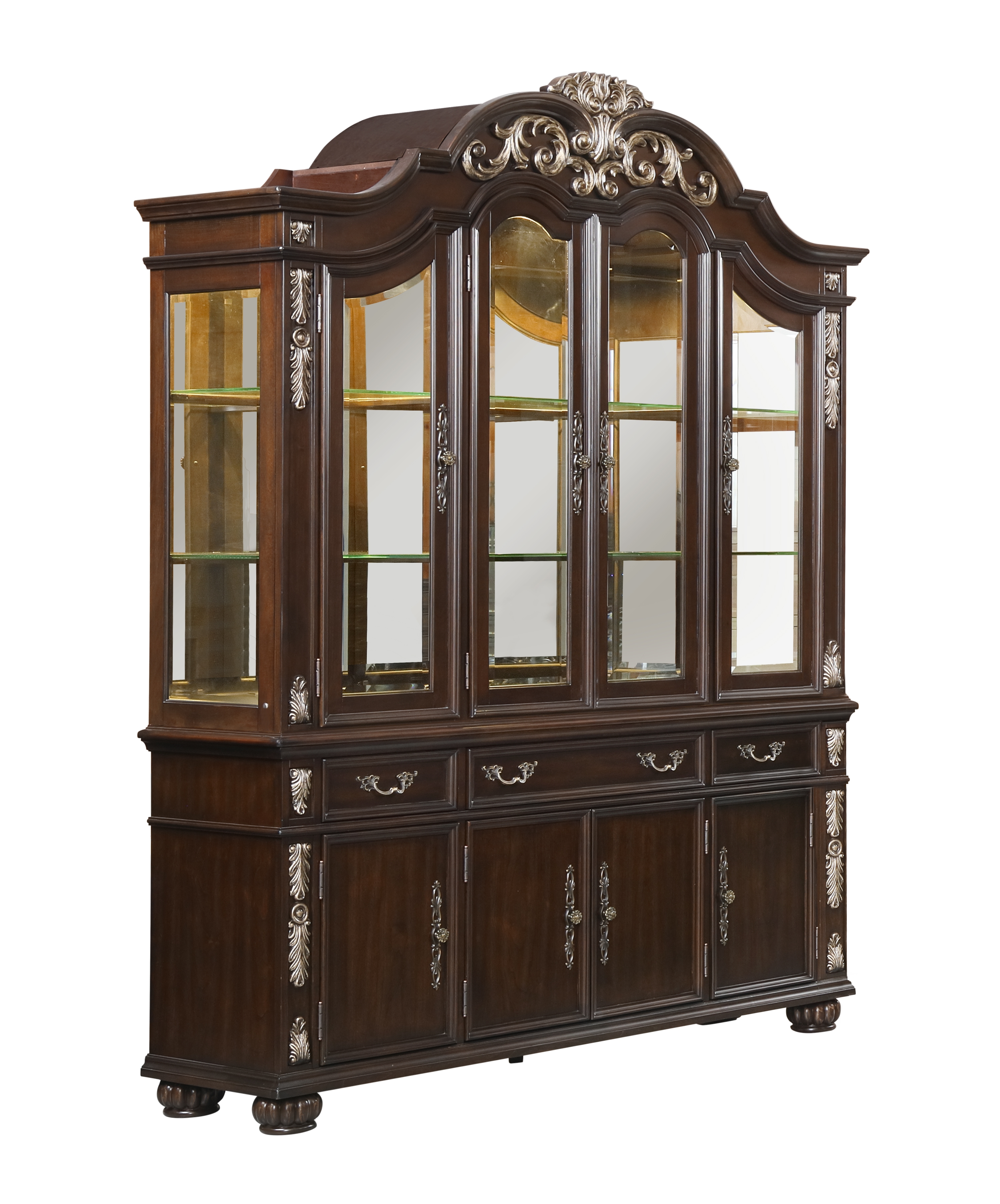 New Classic Maximus D1754-40Bx1+D1754-40Tx1 Traditional China Cabinet with  Velvet-Lined Top Drawers | Arwood's Furniture | Dining - China Cabinets, image size:2997x3607