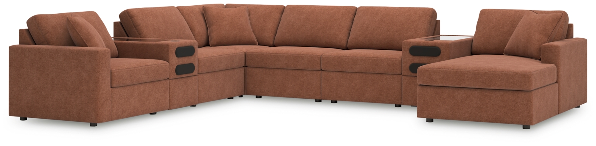 8Pc Sectional With Chaise And Audio Consoles