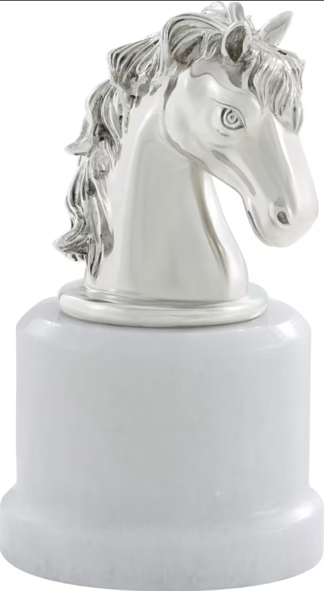 Nickel Plated Horse Head Statue