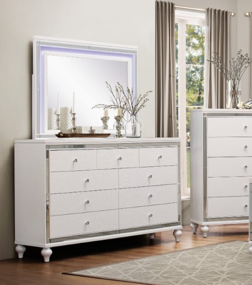 9-Drawer Dresser with LED Mirror