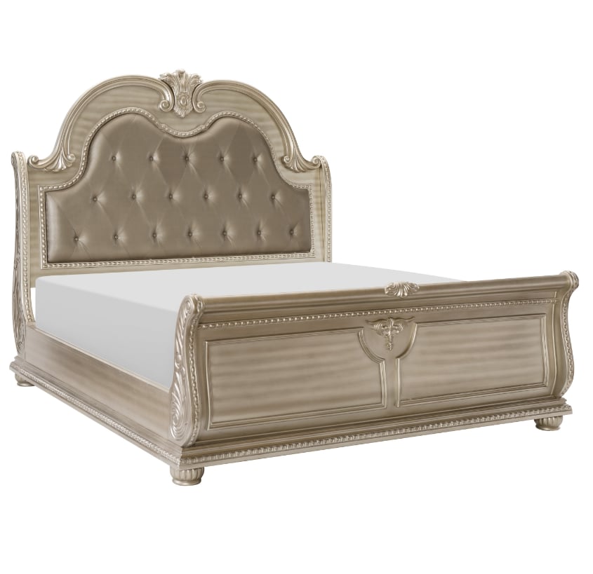 Eastern King Upholstered Sleigh Bed