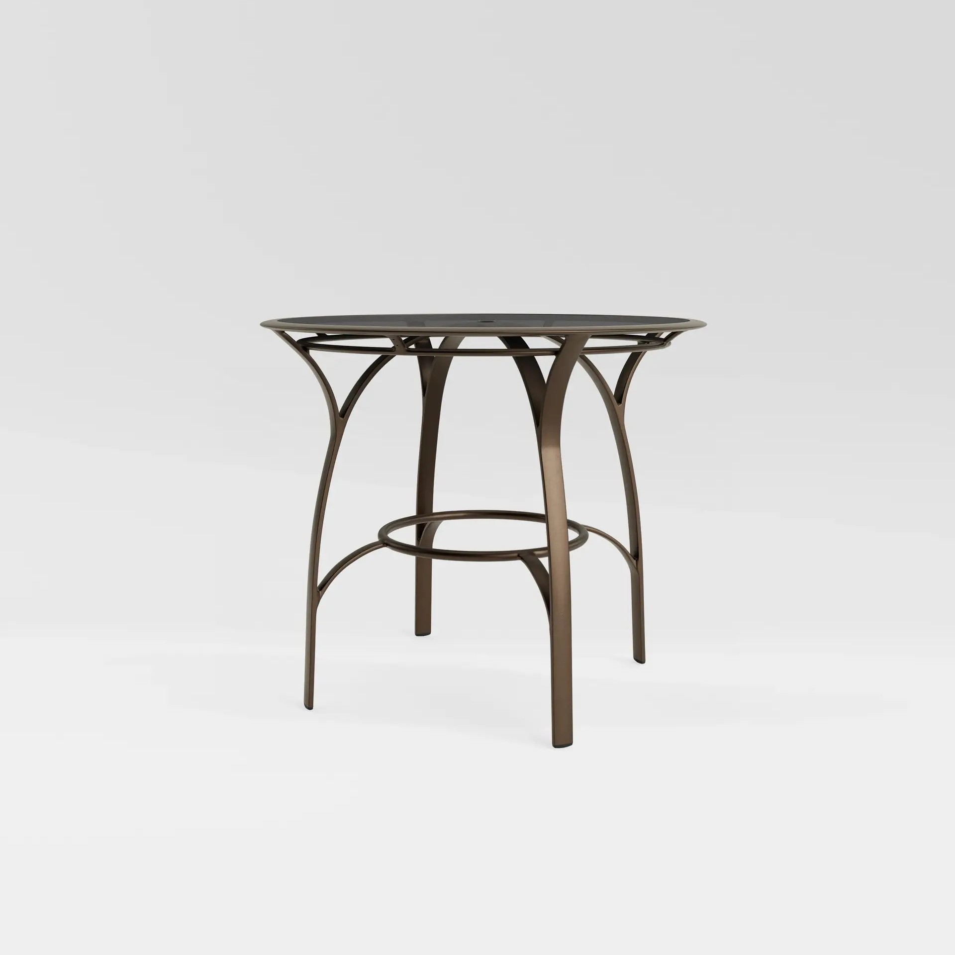 42" Rd. Glass-Top Bar Table w/Umbrella Hole