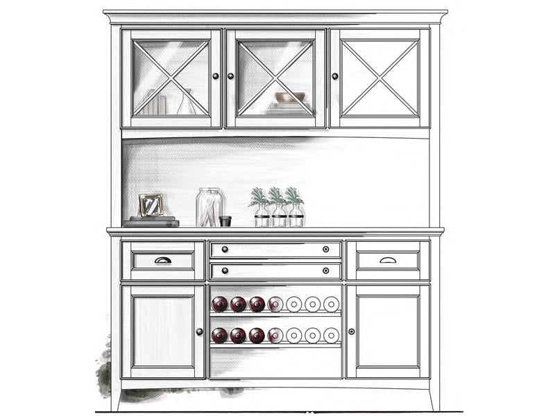 Magnussen Home Paxton Place Dining Transitional Buffet with Door Hutch