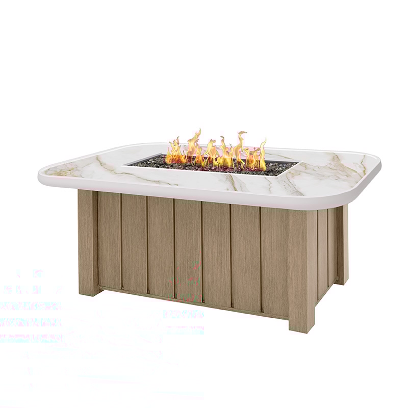 56" Rect. Stone-Top Fire Pit Table
