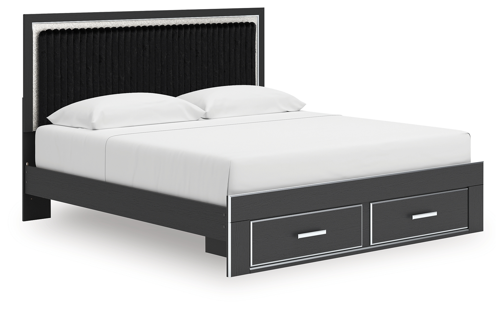 King Upholstered Panel Storage Bed