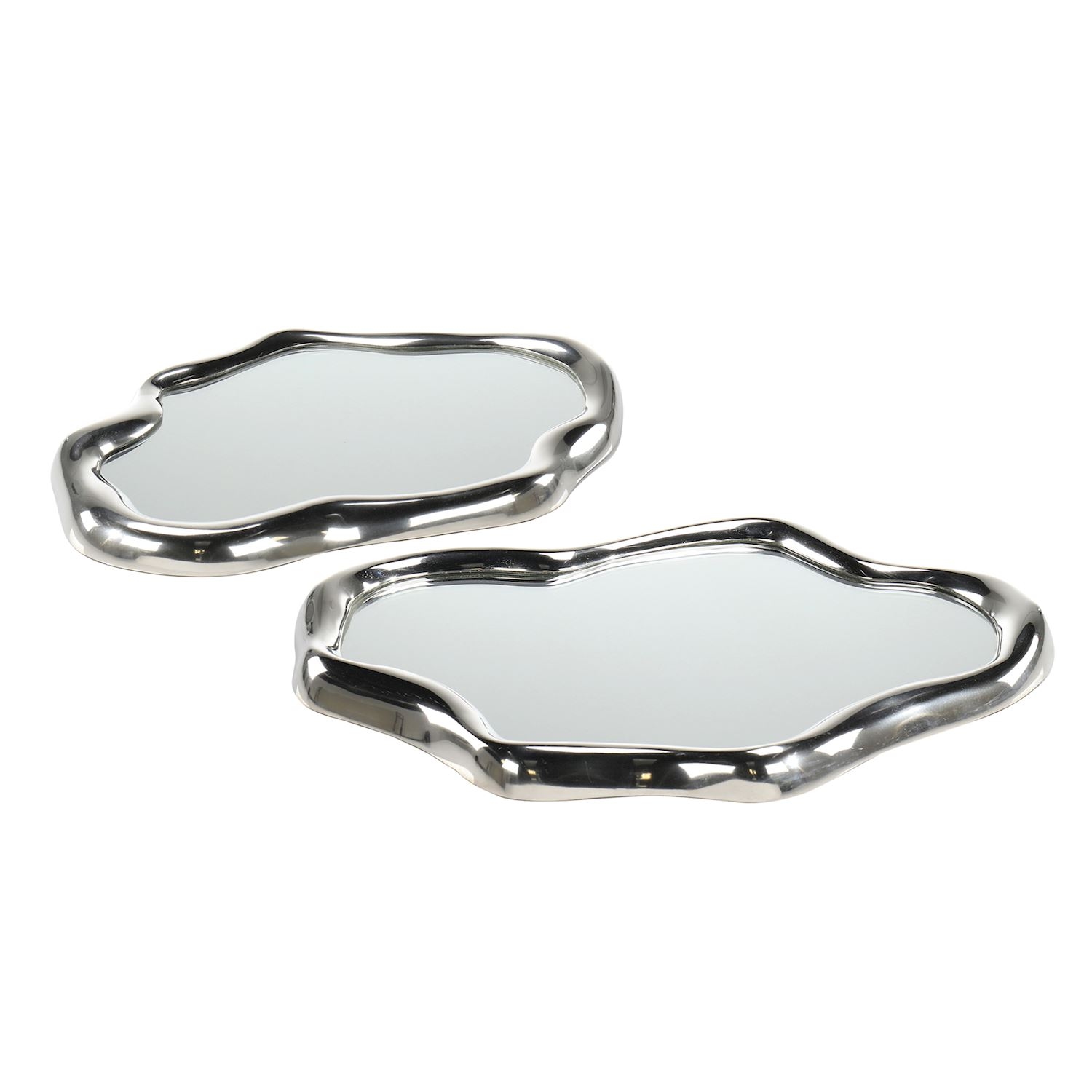 Flowing Silver Trays, Set of 2