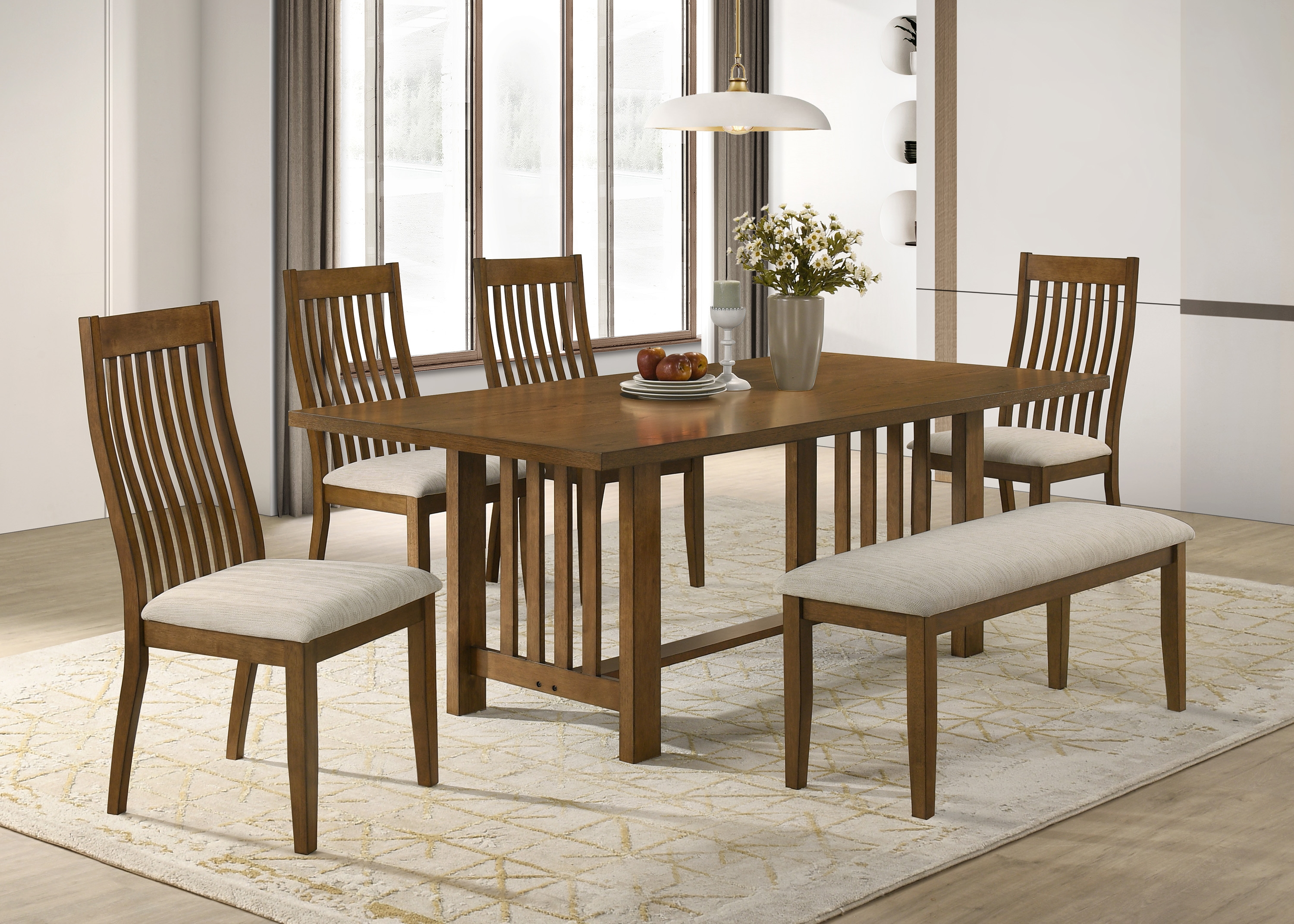 家具 Journal Standard Furniture / Grandview Dining Table Crown Mark Glendale 2138Sx4+2138T-4079x1+2138-BENCHx1 Transitional