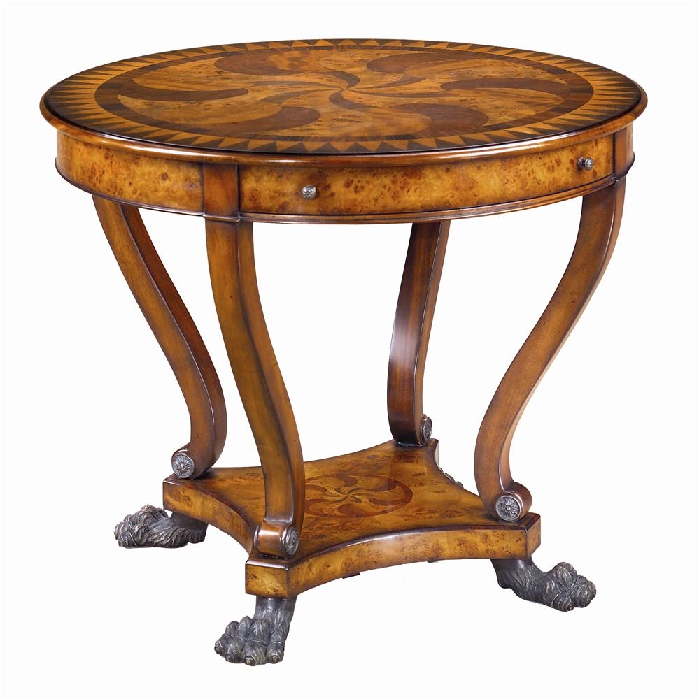Marquetry Inlaid Round End Table