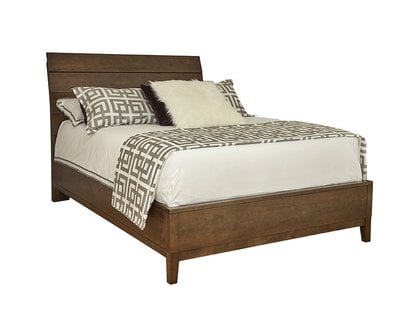 King Wood Plank Bed with Wooden Base