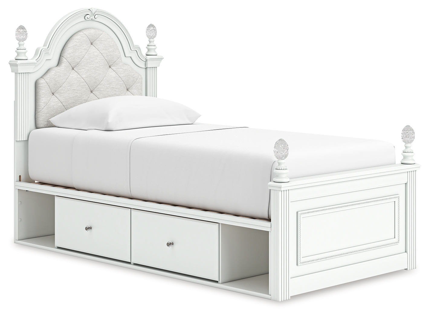 Twin Upholstered Panel Storage Bed
