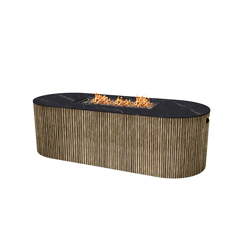 Ovate Sintered Stone-Top Fire Pit Table