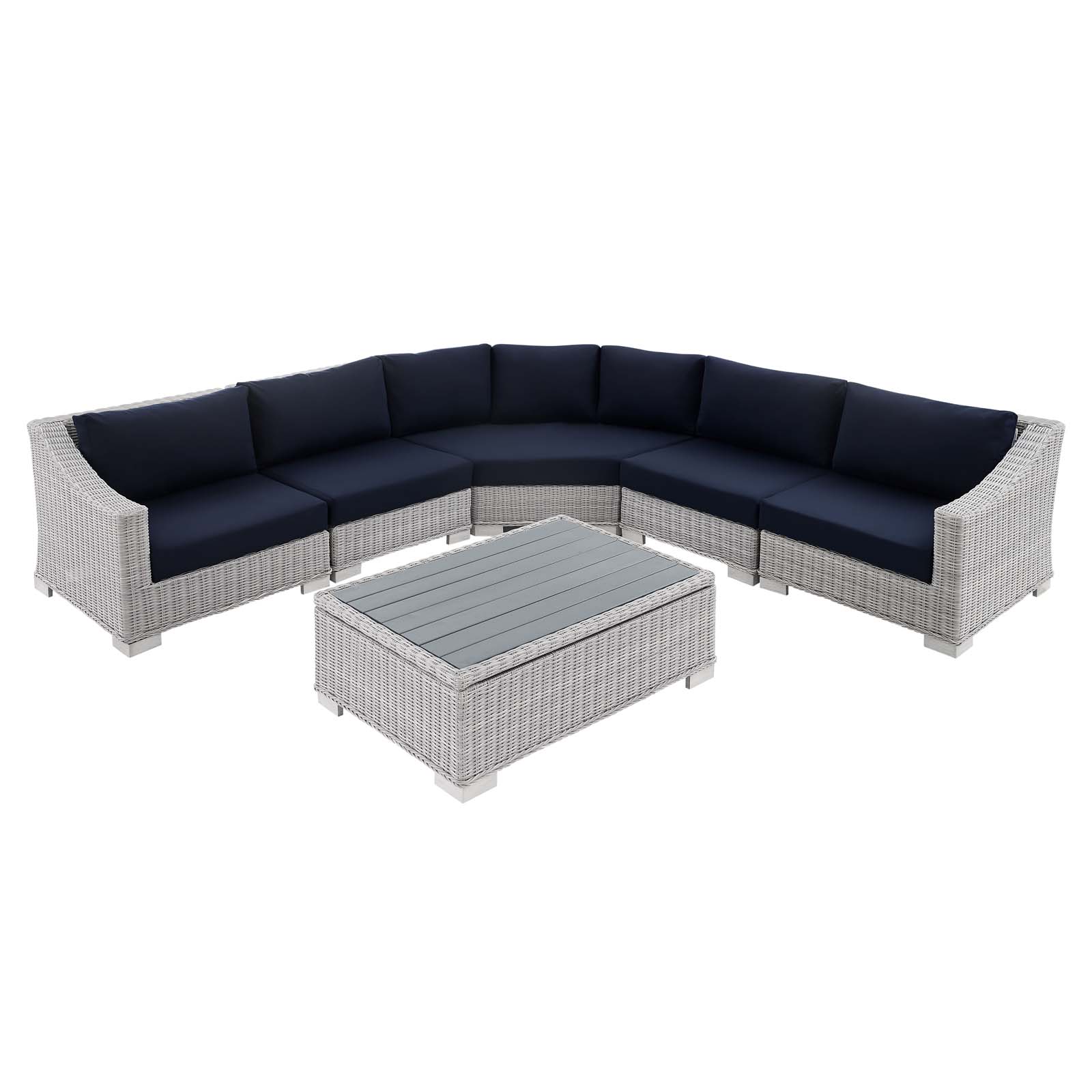 Modway Conway Sunbrella® Outdoor Patio Wicker Rattan 6Piece Sectional Sofa Set Value City