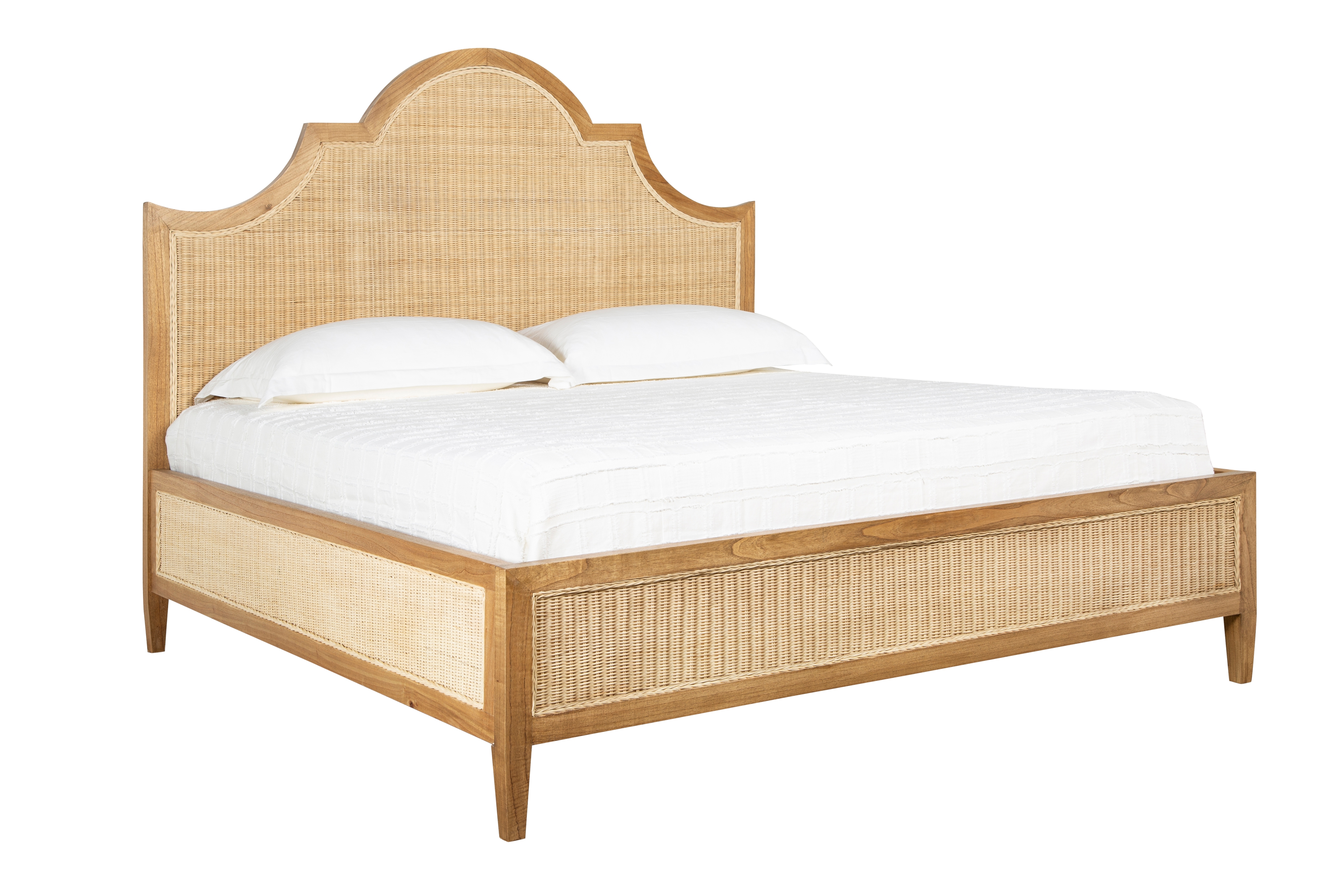 King Bed with Woven Rattan
