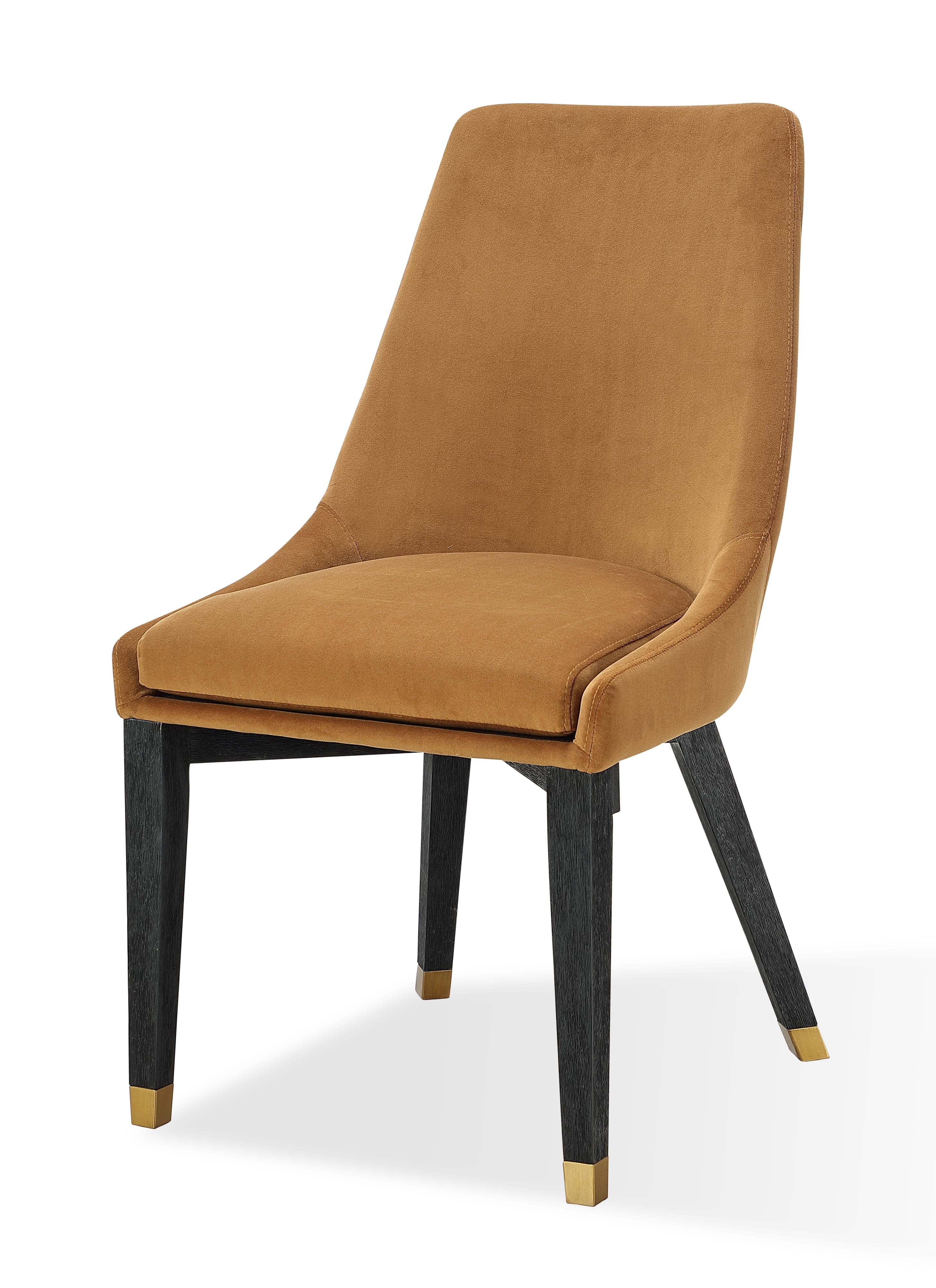 Kentfield 8ZU563B Velvet Upholstered Metal Base Dining Chair in Cognac